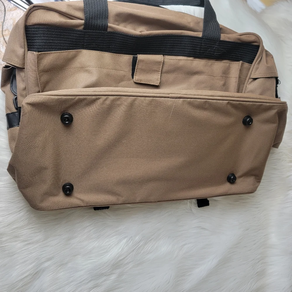 CROPPER HOPPER Tan Black Canvas Scrapbooking Craft‎ Organizer Travel Tote Bag